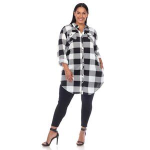 White Mark Women's Plus Size Plaid Tunic Top Size 3XL